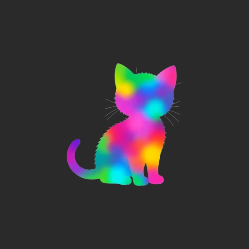 Rainbow Gradient Cat Silhouette Art Baseball Cap