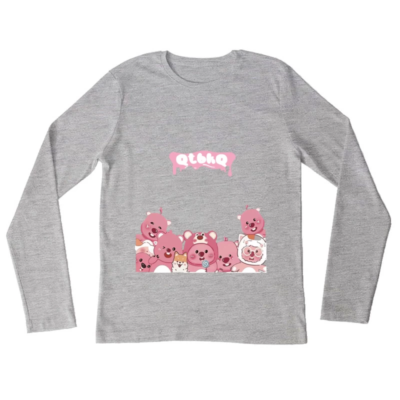 Niedliche rosa Bären und Tiere Damen Langarm T-Shirt