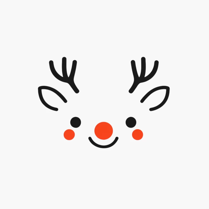 Cute Minimalist Reindeer Face with Red Nose Christmas Drawing Cotton Tote Bag