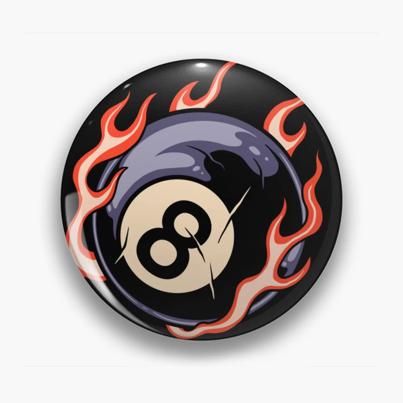 Flaming Eight Ball Illustration Pin