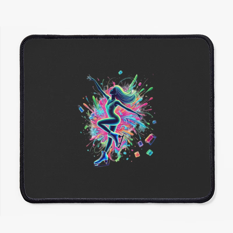 Vibrant Figure Skater in Neon Splash Motion Mouse Pad