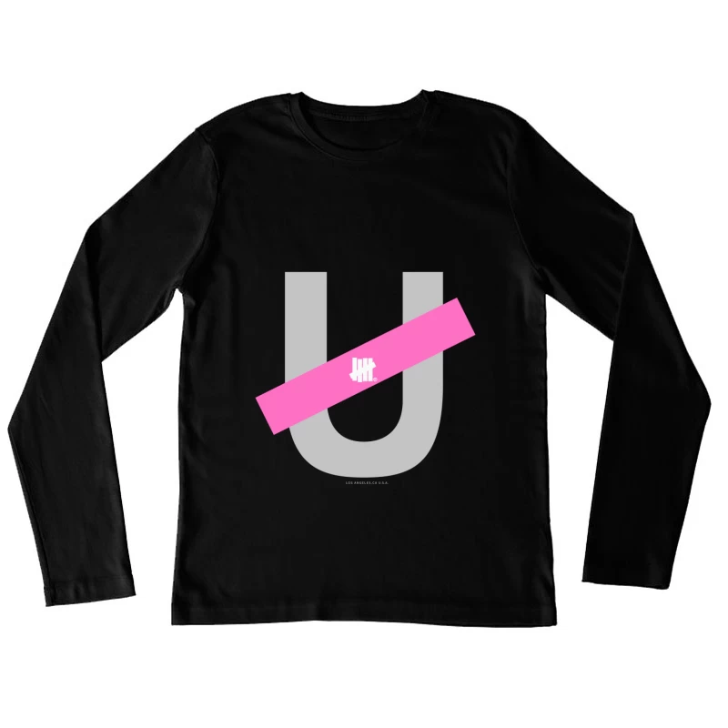 Undefeated Logo mit Pinkem Balken Damen Langarm T-Shirt
