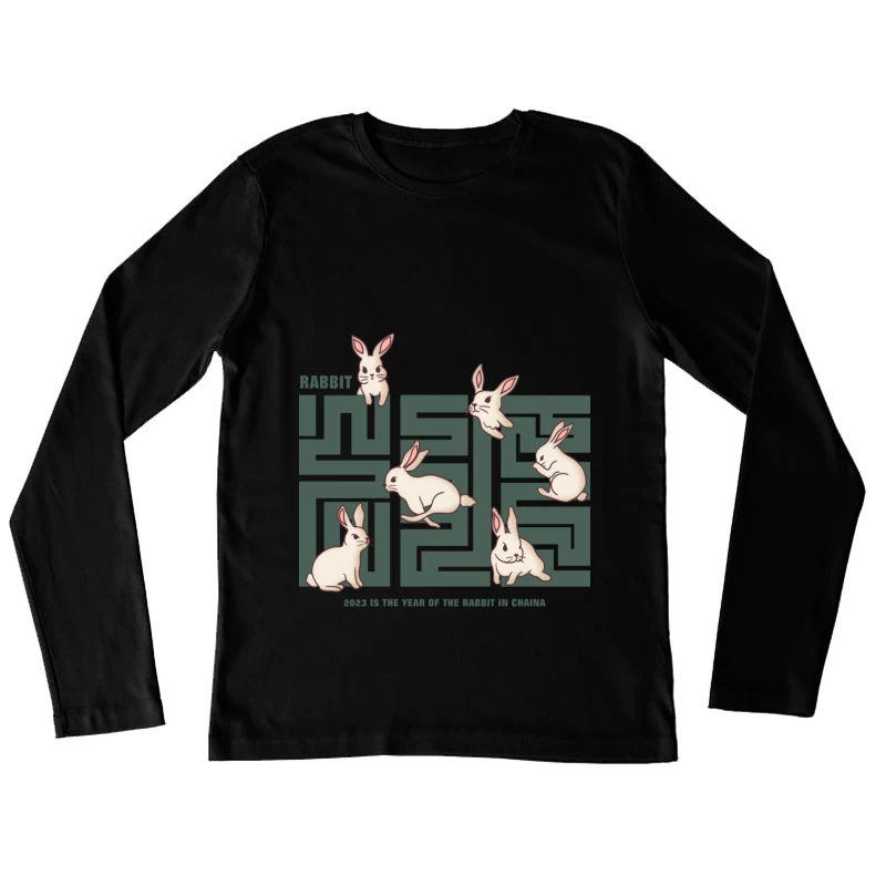 Jahr des Hasen 2023 - Labyrinth Design Damen Langarm T-Shirt