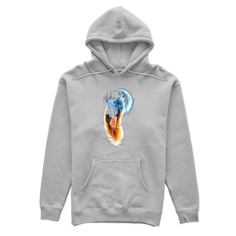 Fantasy Wolf Howling at the Crescent Moon Female Pullover Hoodie