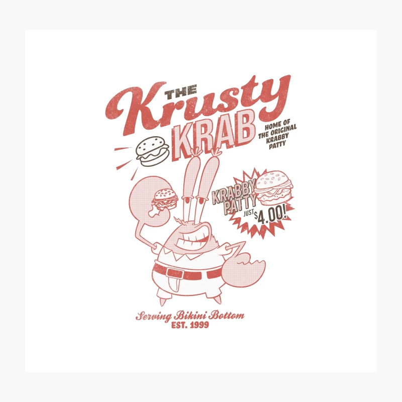Retro Krusty Krab Advertisement from SpongeBob SquarePants Throw Pillow