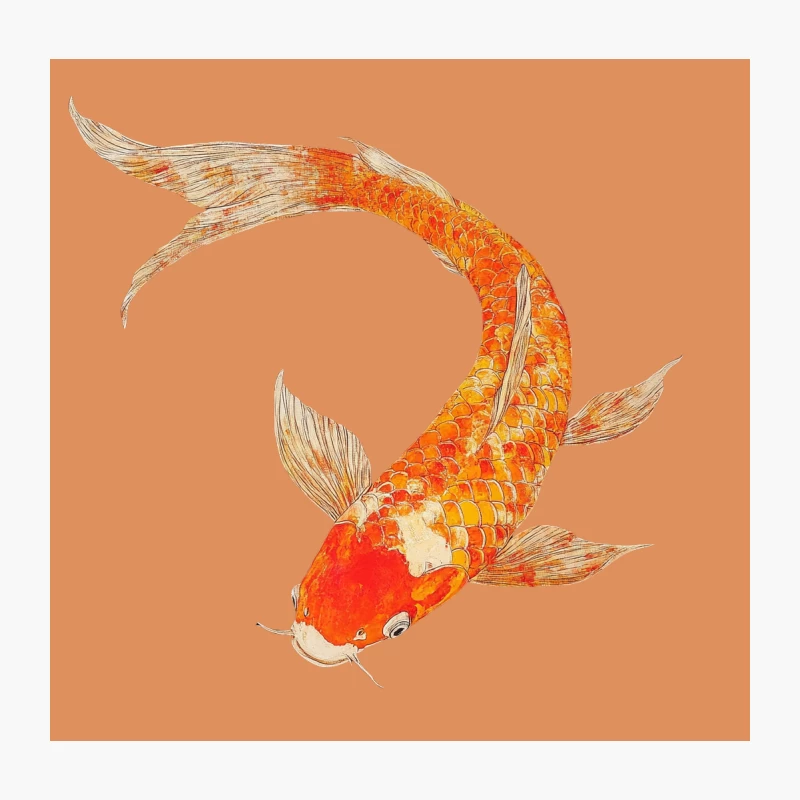 Vibrant Watercolor Illustration of an Orange Koi Fish Throw Pillow