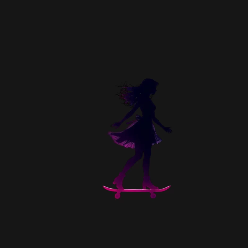 Graceful Feminine Skateboarding Silhouette in Purple Mouse Pad