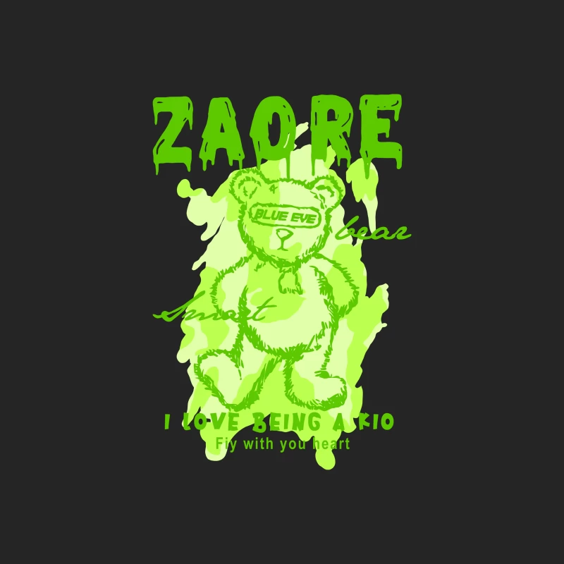 Playful Green Bear Graphic Design Male Pullover Sweatshirt