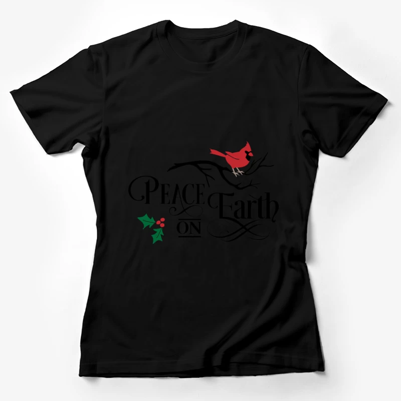 Paix sur Terre avec Cardinal et Houx Femme T-Shirt