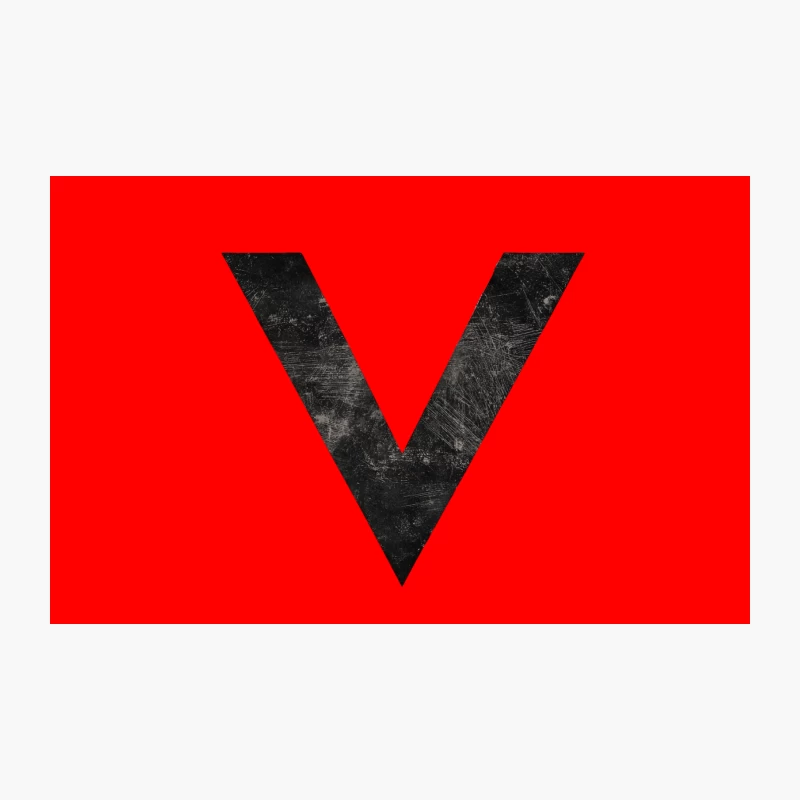 Distressed Black and White Letter V Graphic Design Travel Mug