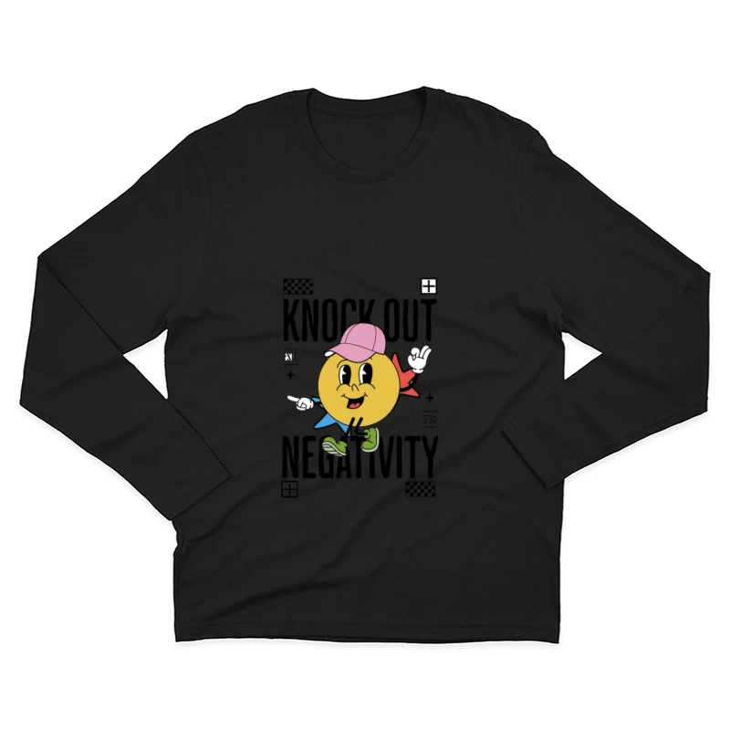 Optimistischer Emoji mit Botschaft Herren Langarm T-Shirt