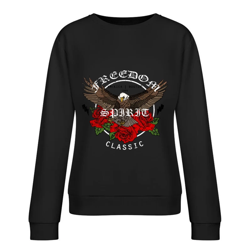 Aigle et roses avec esprit et liberté Femme Sweat-shirt à enfiler