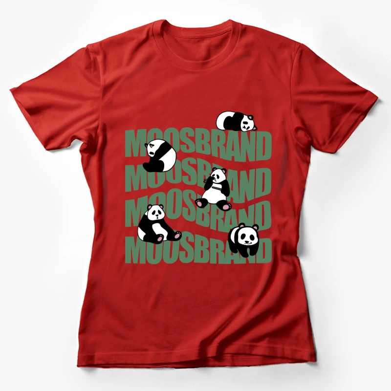 Pandas auf Moosbrand Hintergrund Damen T-Shirt