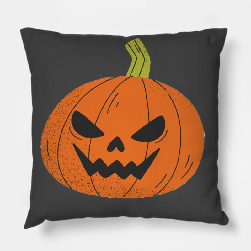 Spooky Cartoon Jack-o'-Lantern: Halloween Pumpkin Decoration Throw Pillow