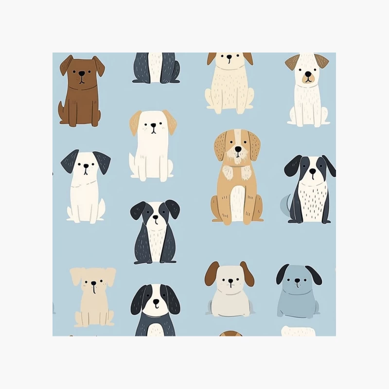 Cute Cartoon Dog Pattern Illustration Cotton Tote Bag
