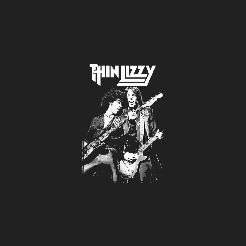 Thin Lizzy Rock Band Performance Sketch in Black and White Bucket Hat