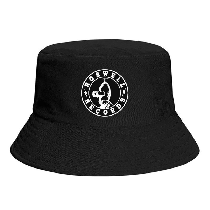 Roswell Records Black and White Circular Logo Bucket Hat