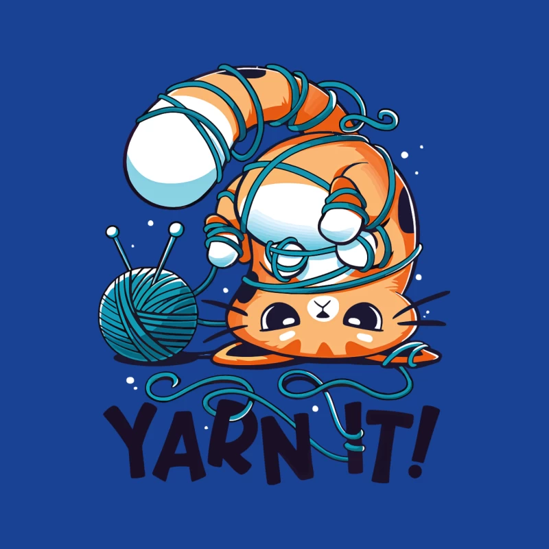 Yarn It! Whimsical Cat Illustration Male T-Shirt