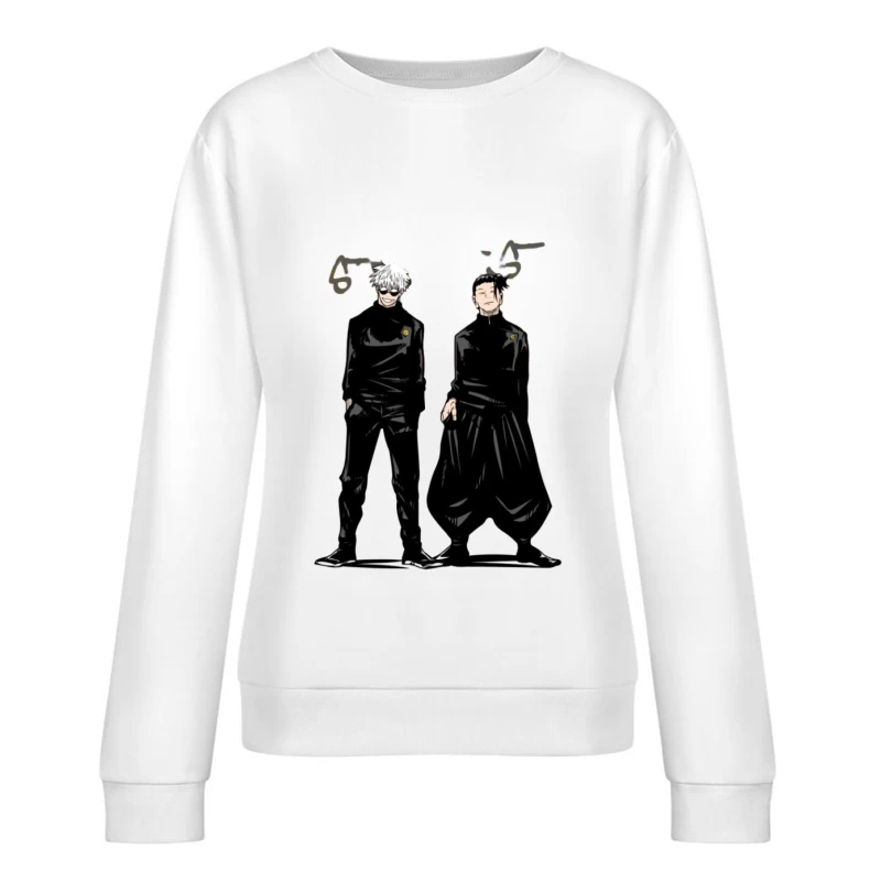 Zwei Charaktere in schwarzer Kleidung Damen Pullover Sweatshirt
