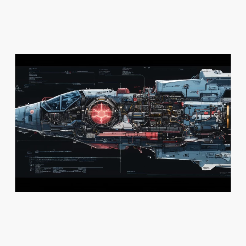 Detailed Cutaway of Futuristic Sci-Fi Spaceship Travel Mug