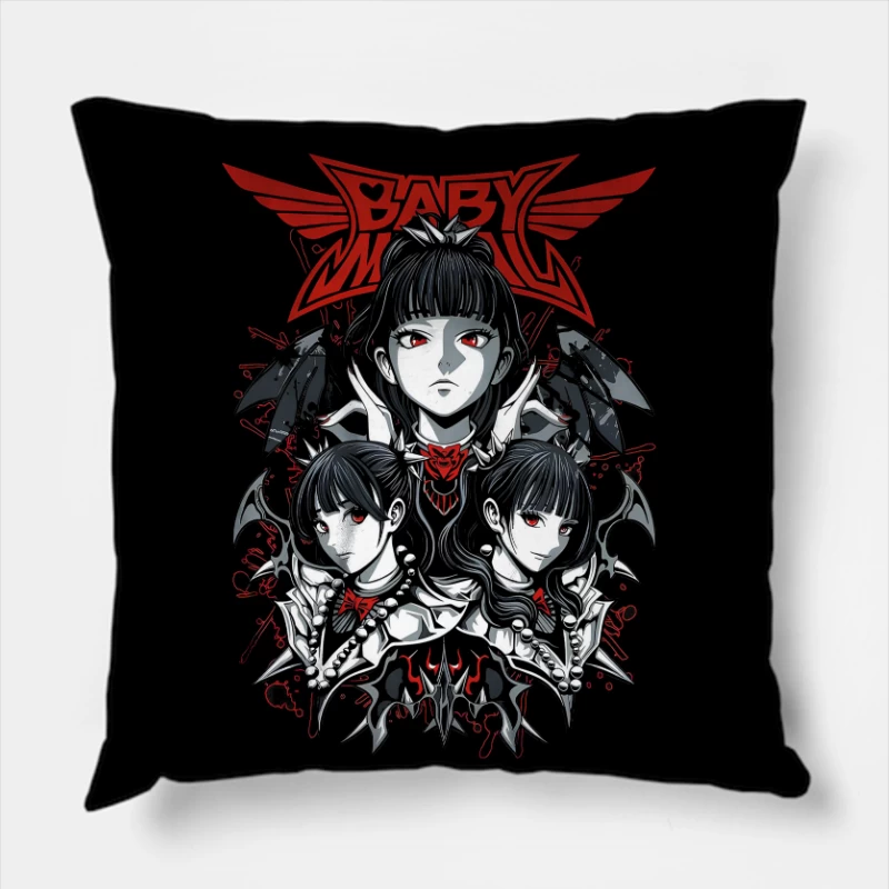 Babymetal Japanese Metal Band Throw Pillow