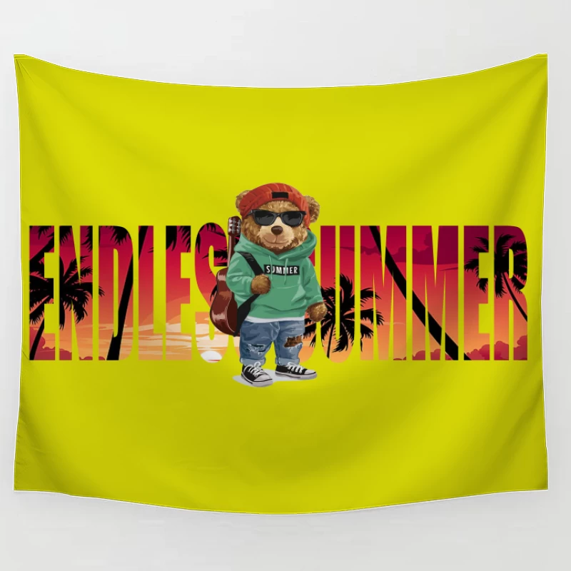 Cool Bear Enjoying Endless Summer Vibes Tapestry
