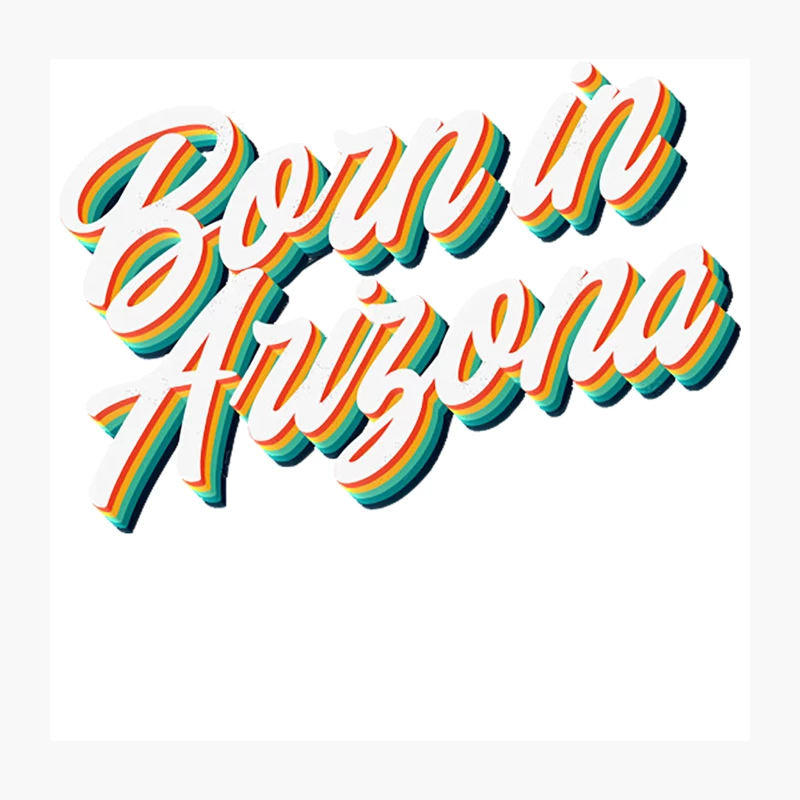 Born In Arizona - 80_s Retro Style Typographic Design Throw Pillow