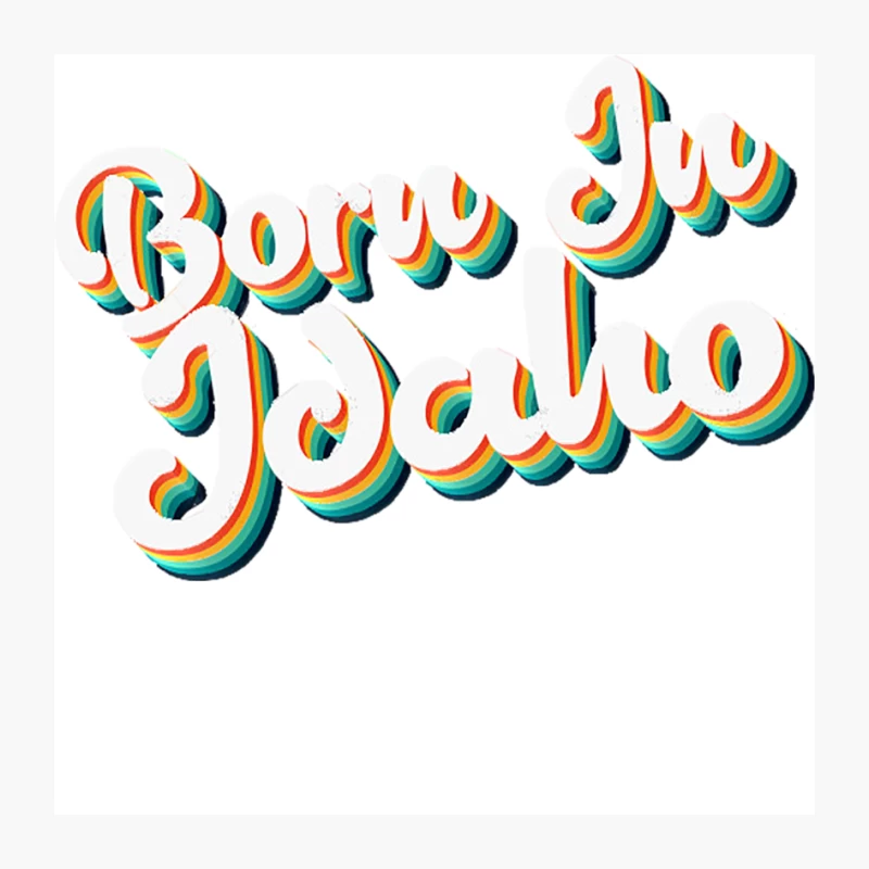Born In Idaho - 80_s Retro Style Typographic Design Pin