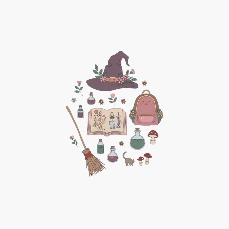 Whimsical Witch's Essentials: A Magical Collection Cotton Tote Bag