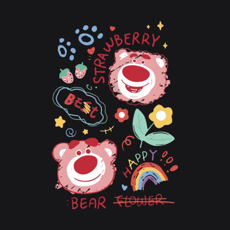Bären und Erdbeeren Grafik Damen Pullover Hoodie
