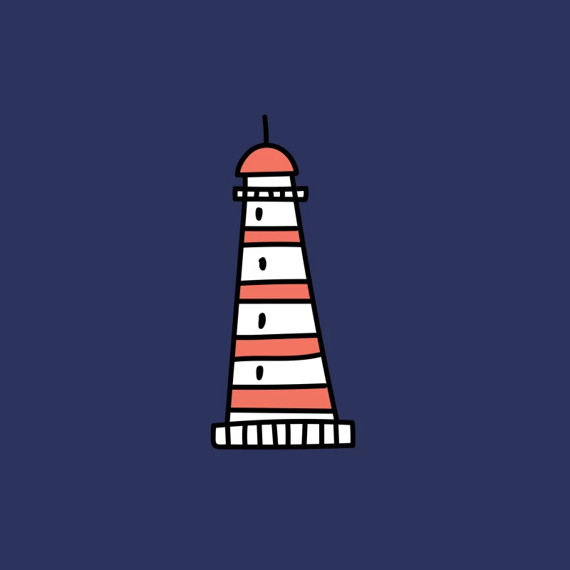Desssin de phare rayé rouge et blanc Femme T-Shirt
