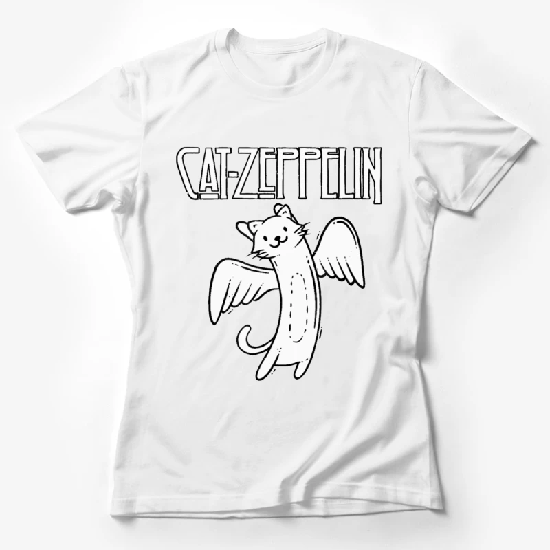 Flying Cat Zeppelin Logo - Musical Band Cartoon Female T-Shirt