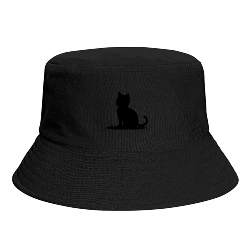 Black Cat Silhouette with Humane Message Bucket Hat