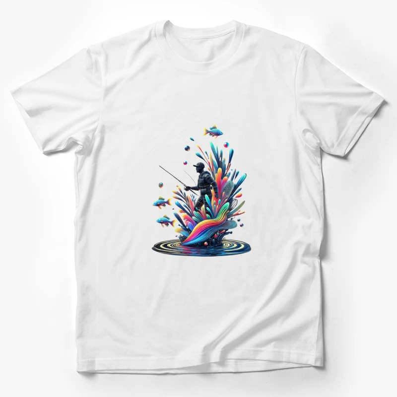 Surreal Fisherman in Vibrant Underwater Fantasy Male T-Shirt