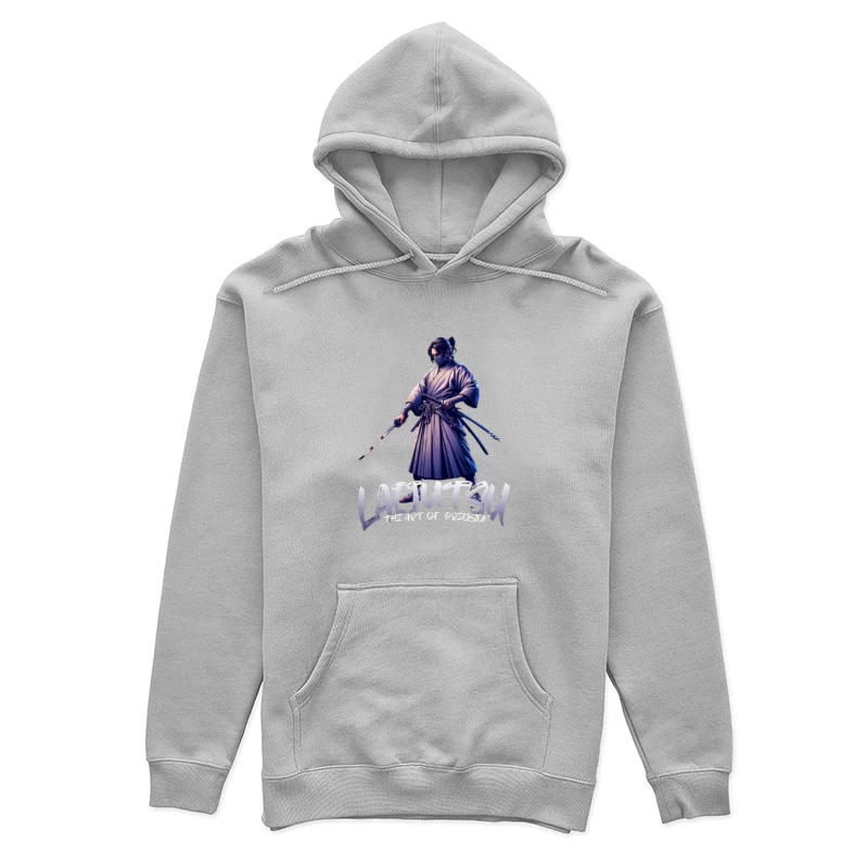 Japanese Samurai Warrior in Combat Stance Female Pullover Hoodie