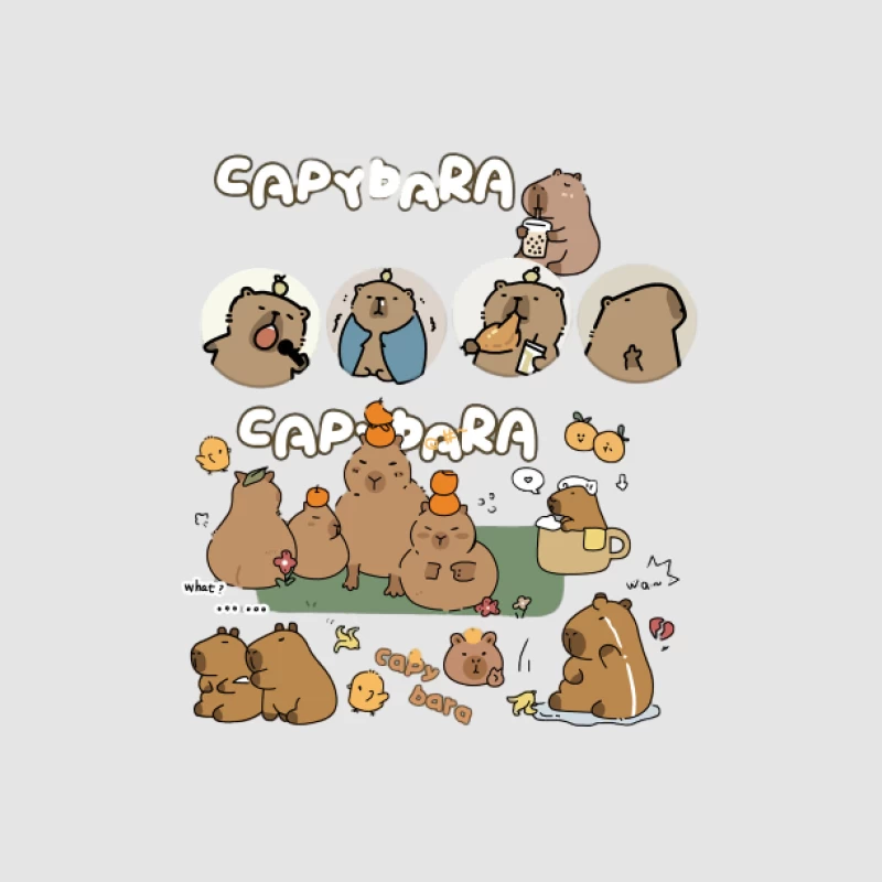 Illustrations mignonnes de Capybaras Homme Sweat à capuche