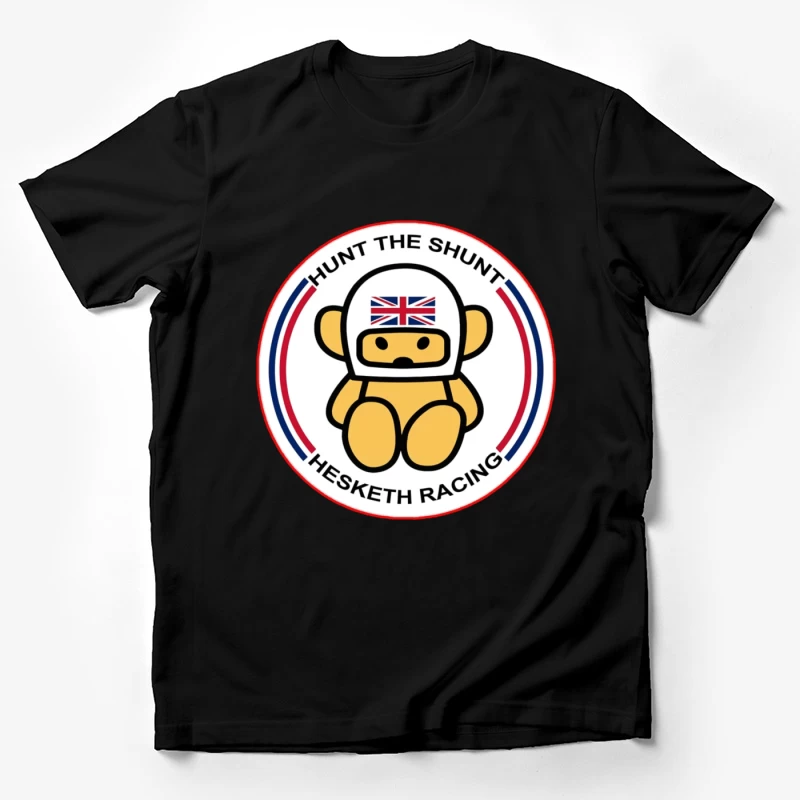 Hesketh Racing "Hunt the Shunt" Retro Motorsport Logo with British Bear Mascot Male T-Shirt