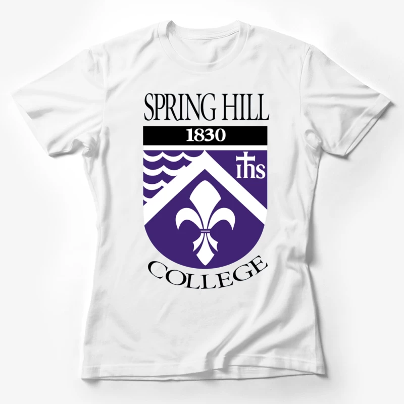 Spring Hill College Historic Shield Logo with Religious Symbolism (Est. 1830) Female T-Shirt