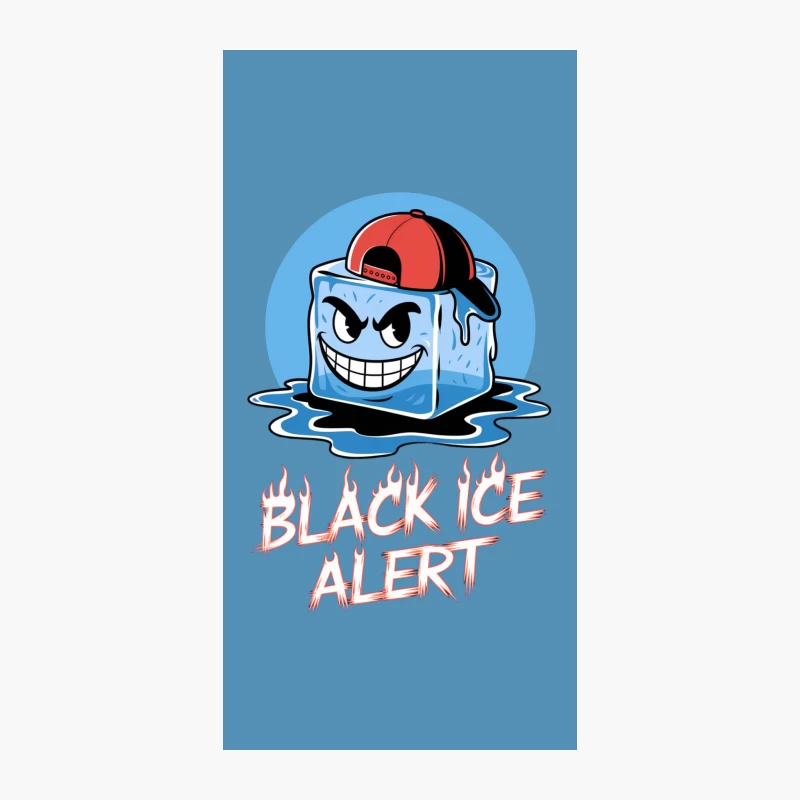 Mischievous Ice Cube Mascot with Baseball Cap - Black Ice Alert iPhone Case