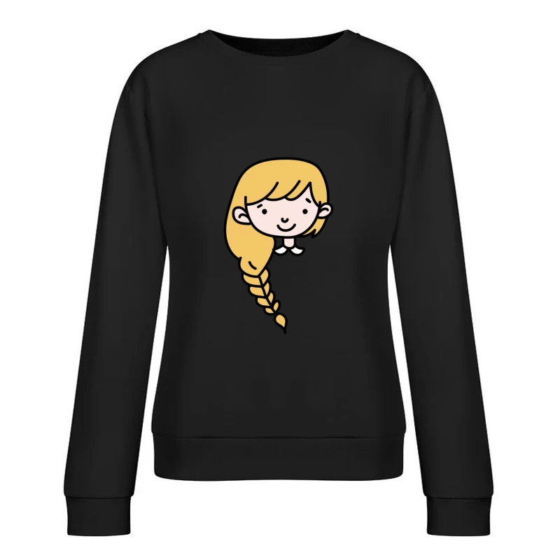 Dessin de fille avec tresse Femme Sweat-shirt à enfiler