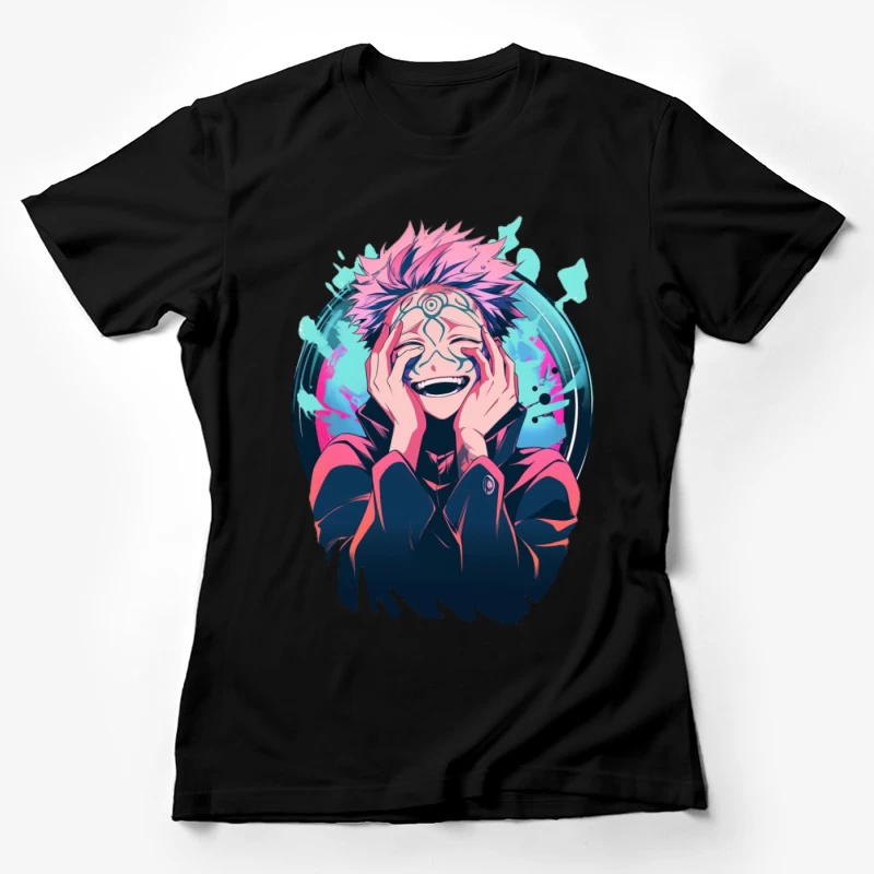 Lachender Anime-Charakter mit Muster Damen T-Shirt