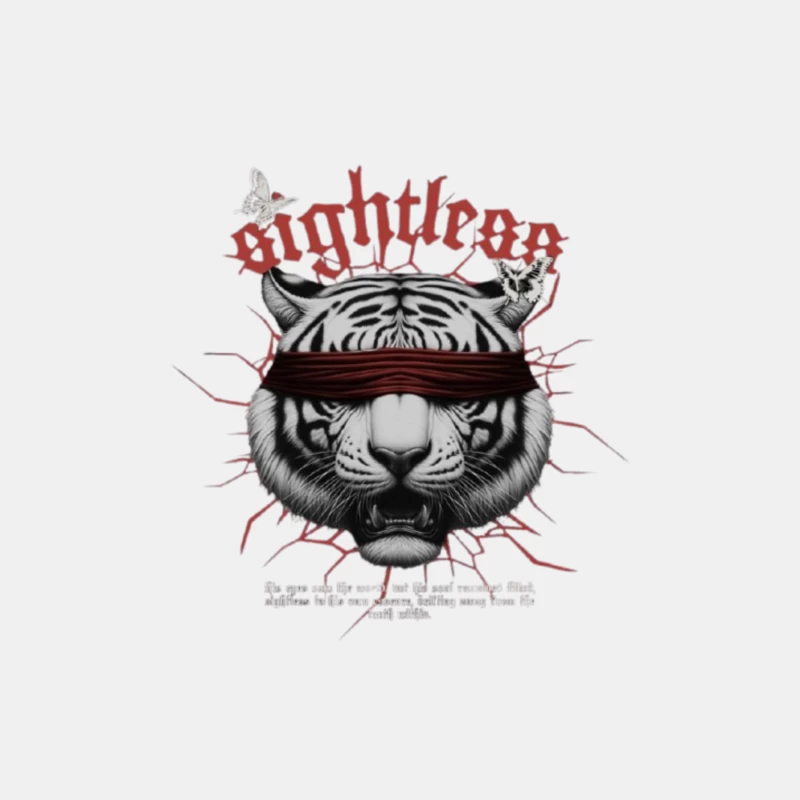 Blindfolded Tiger with Gothic Typography Male Tank Top