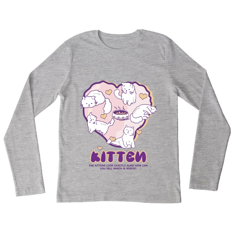 Niedliche Kätzchen bilden ein Herz Damen Langarm T-Shirt