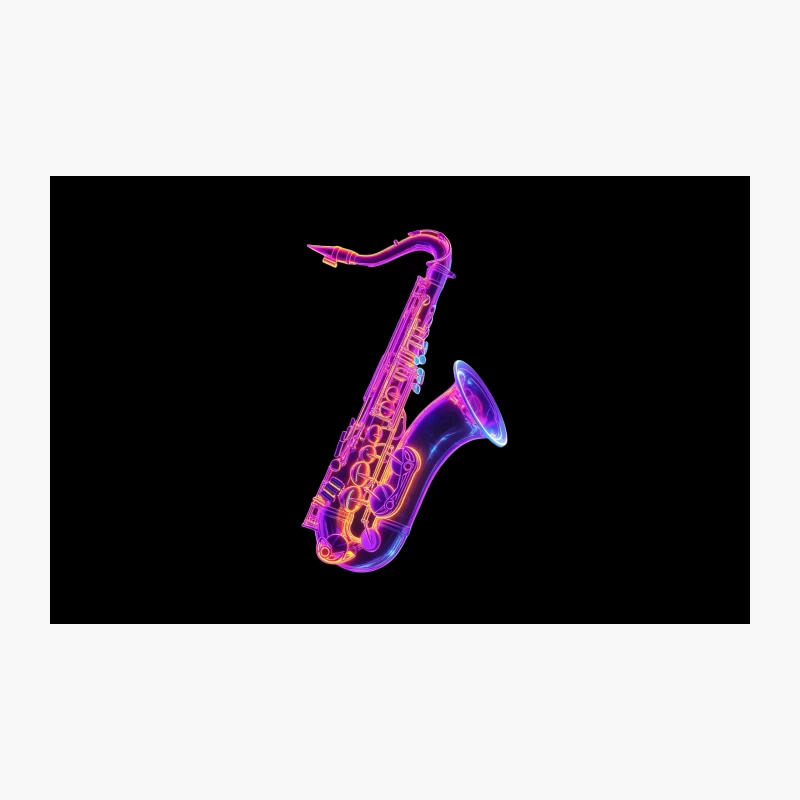 Vibrant Neon Saxophone: Jazz Instrument in Abstract Art Travel Mug