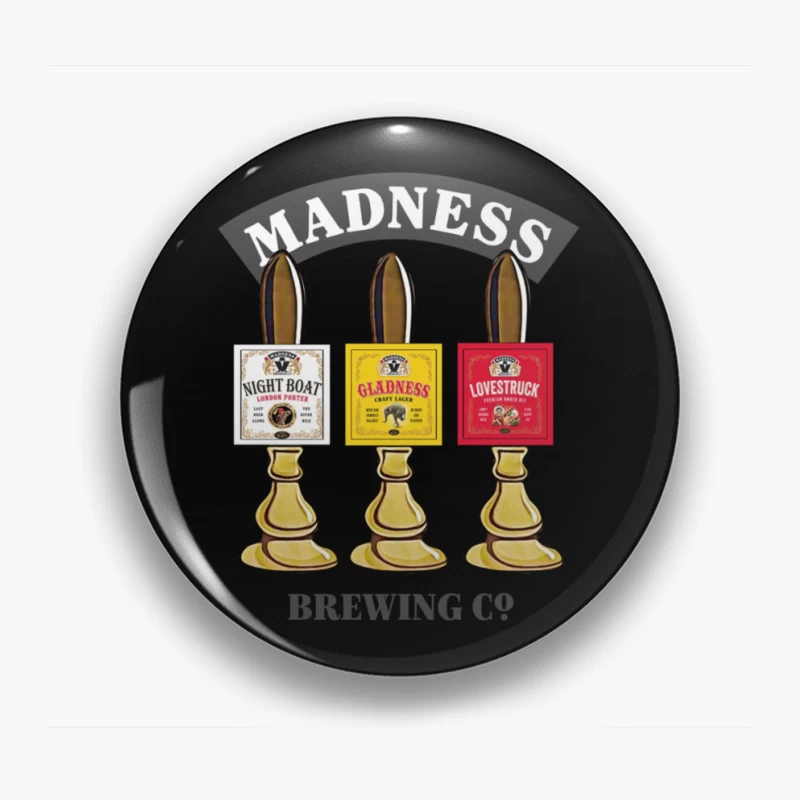 Madness Brewing Company Beer Tap Handles with Classic Labels Pin