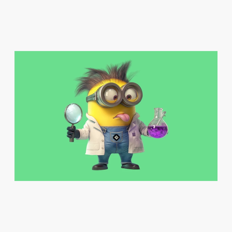 Curious Minion Scientist with Magnifying Glass and Chemistry Flask Travel Mug