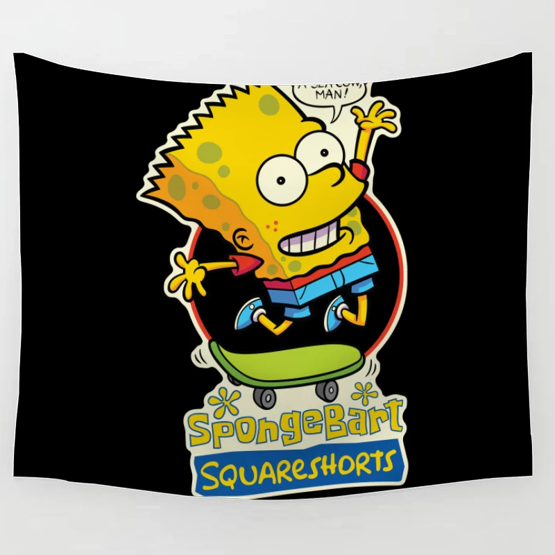 SpongeBart Squareshorts Skateboarding Character Tapestry