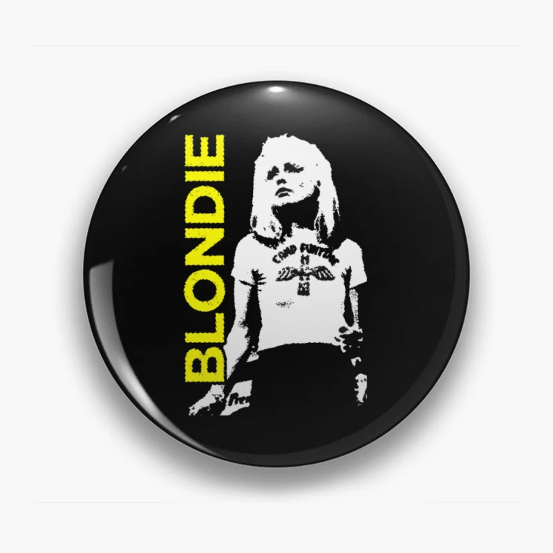 Black and White Punk Rock Artistic Portrait Pin