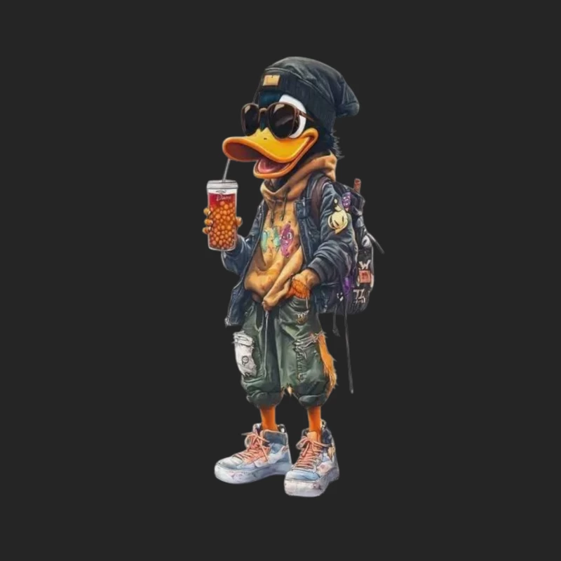 Cool Cartoon Duck with Sunglasses Male Pullover Sweatshirt