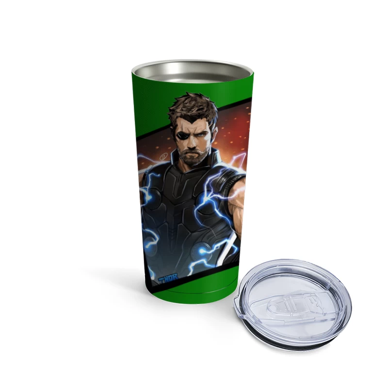 Superhero Character with Lightning Effects Travel Mug